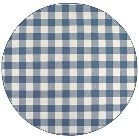 Oriental Weavers 7 ft. 10 in. Meridian 2598V Indoor & Outdoor Round Area RugBlue M2598V240RDST